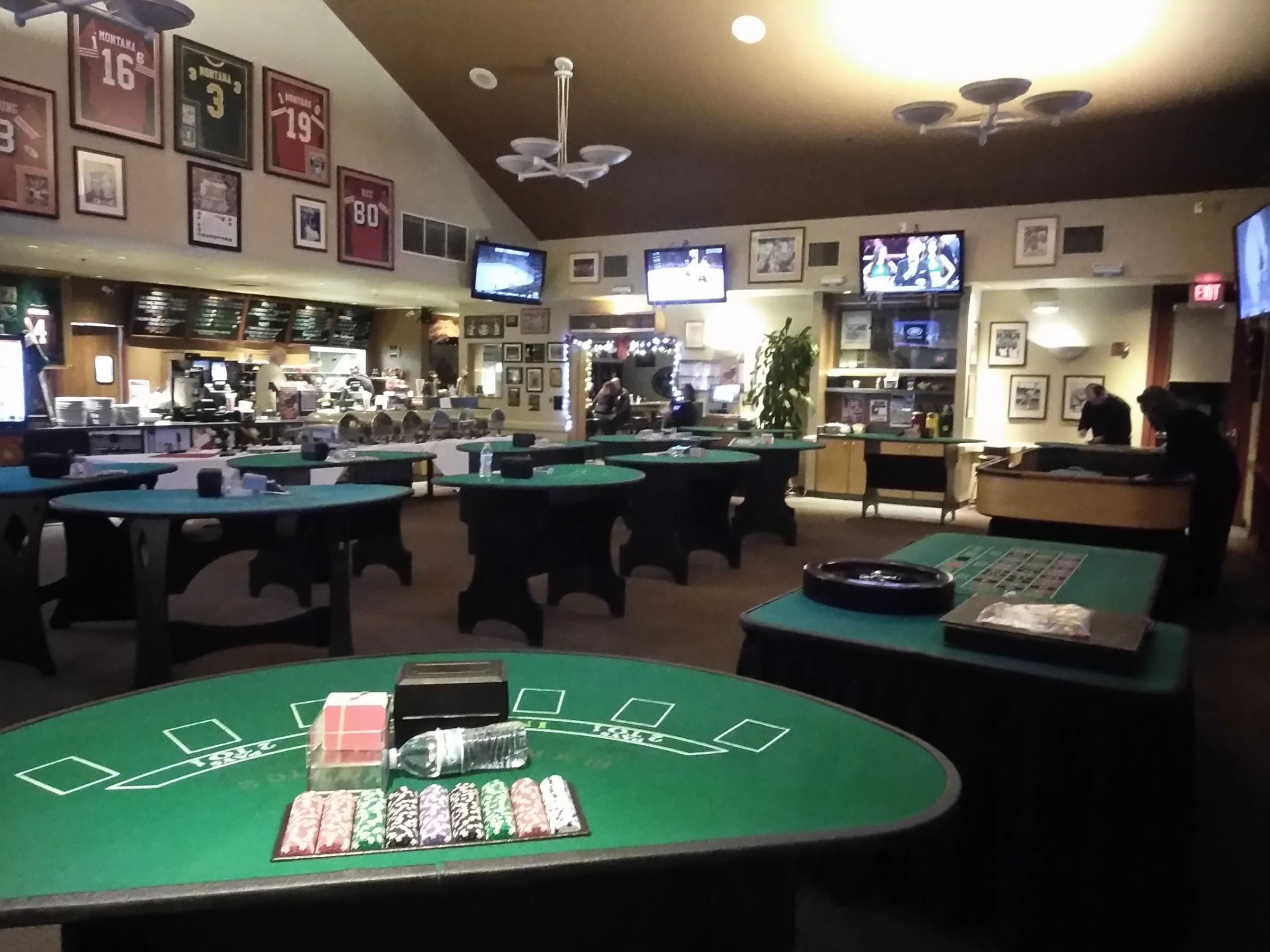 A casino night set up in the banquet room