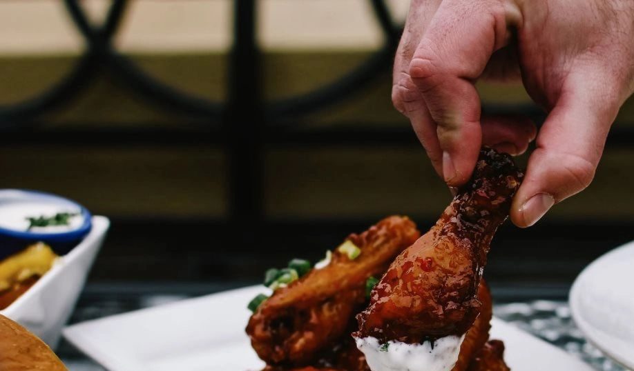 Wings with ranch, carrots and celery served at Legends Sports Bar and Grill