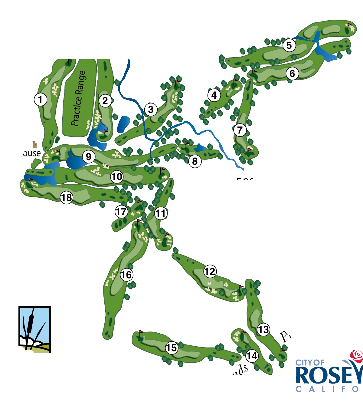 Hole-by-hole routing map of Woodcreek Golf Club